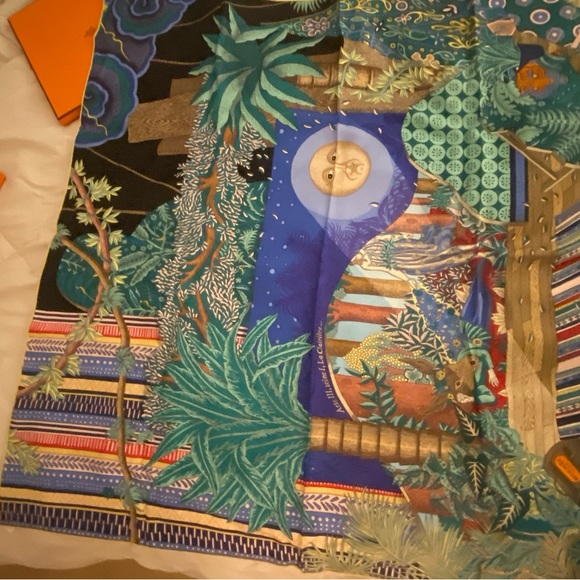 Hermes - rare scarf - NWT 🍊🌝🤌🏻 - Picture 5 of 6
